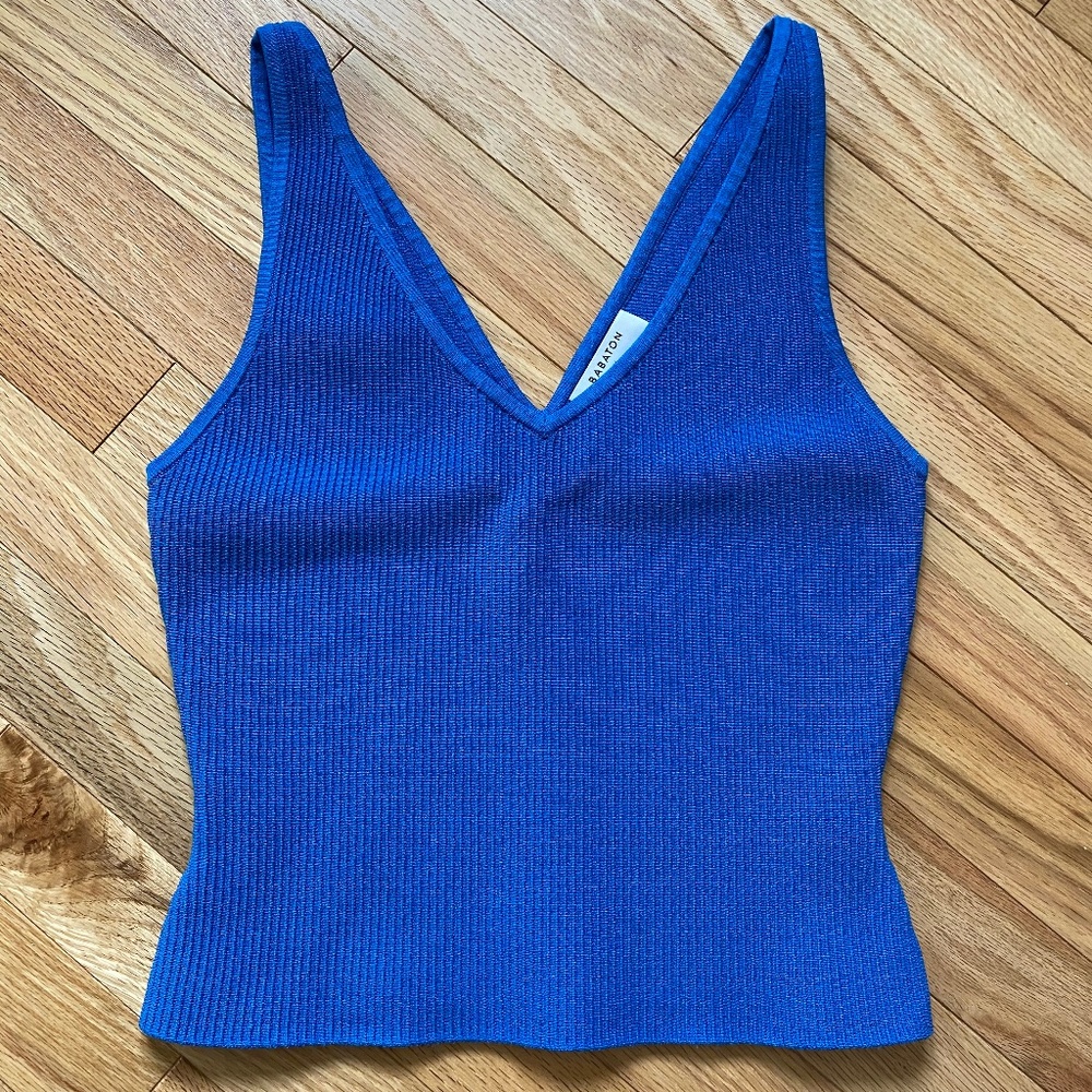Beautiful royal blue Aritzia Babaton sculpt knit double v-neck tank
